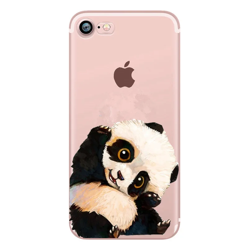 Мягкий чехол для iphone 7 8 plus X с милым рисунком динозавр T-rex панда маленькая Полли 5 5s