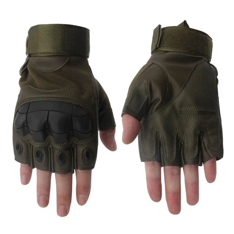 Army Green Кожаные перчатки на полпальца, летние мотоциклетные перчатки, спортивные перчатки для мотокросса, мотоциклиста, езды, тактические - Цвет: Army Green