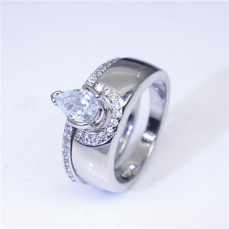 Женское кольцо с кристаллами ROMAD Винтажное каплями воды для помолвки R5 |