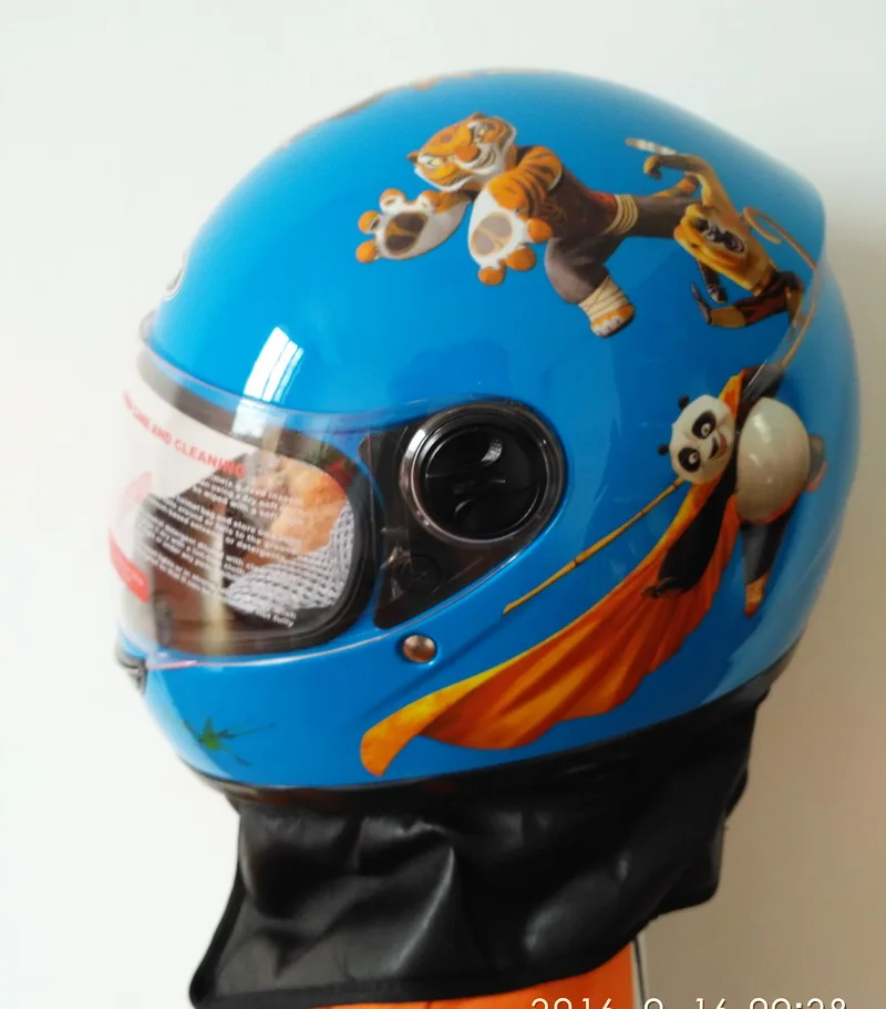 Шлем мотоциклетный детский голубой на все лицо защитный головной убор |