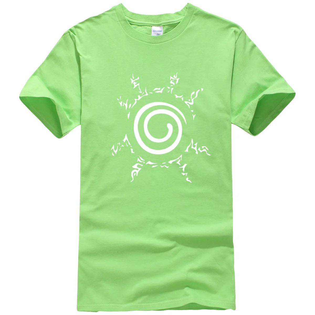 light green Мужская одежда с принтом, хлопковая Футболка kpop, уличная одежда, Забавные топы, футболки, повседневные, Узумаки, Наруто, camisetas, забавная футболка pp - Цвет: light green
