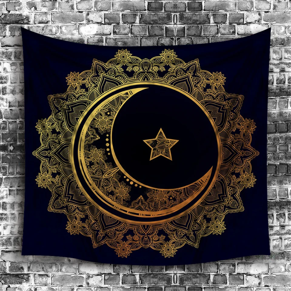 Украшение дома Moon Star гобелен черный пляжные Полотенца Индии Мандала Apolo гобелены