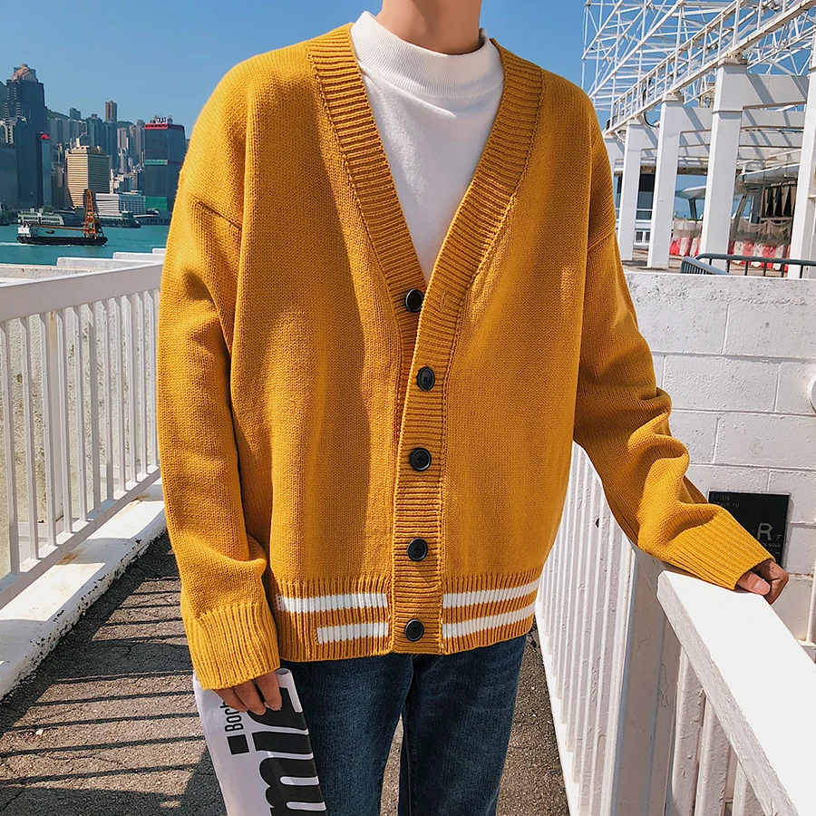 New 2017 Autumn Winter Warm Male Oversize Leisure Stripe Sweater Knitting Cardigan Agasalho Masculino Mens Casual Knitwear M-2XL |