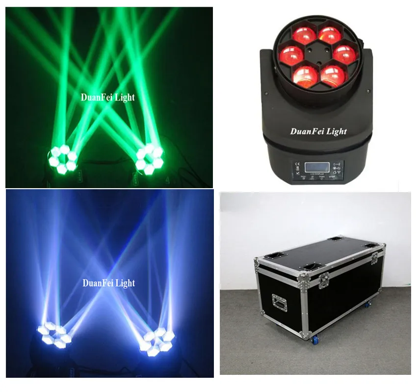 (8pcs+Flightcase) led cabeza movil 6x15w moving head bee eyes lyre rgbw light | Лампы и освещение