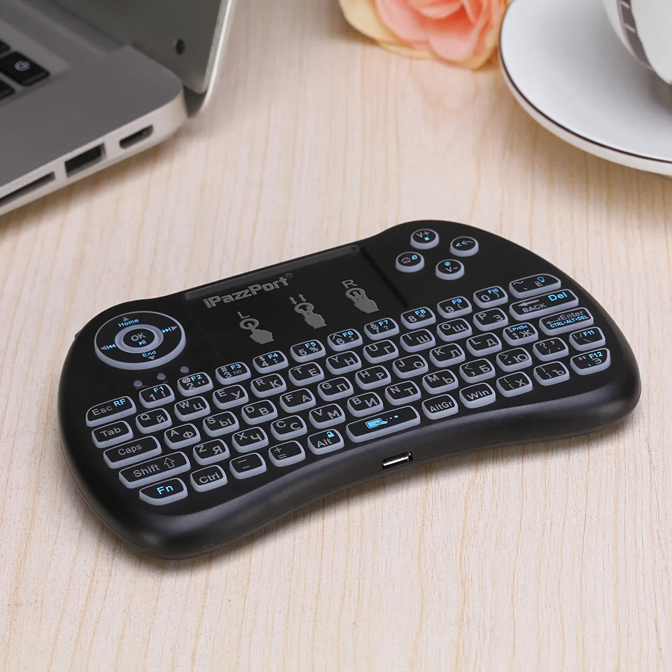 IPazzPort 21Q RGB подсветкой Русский мини клавиатура 2 4 ГГц Беспроводной Air Мышь с