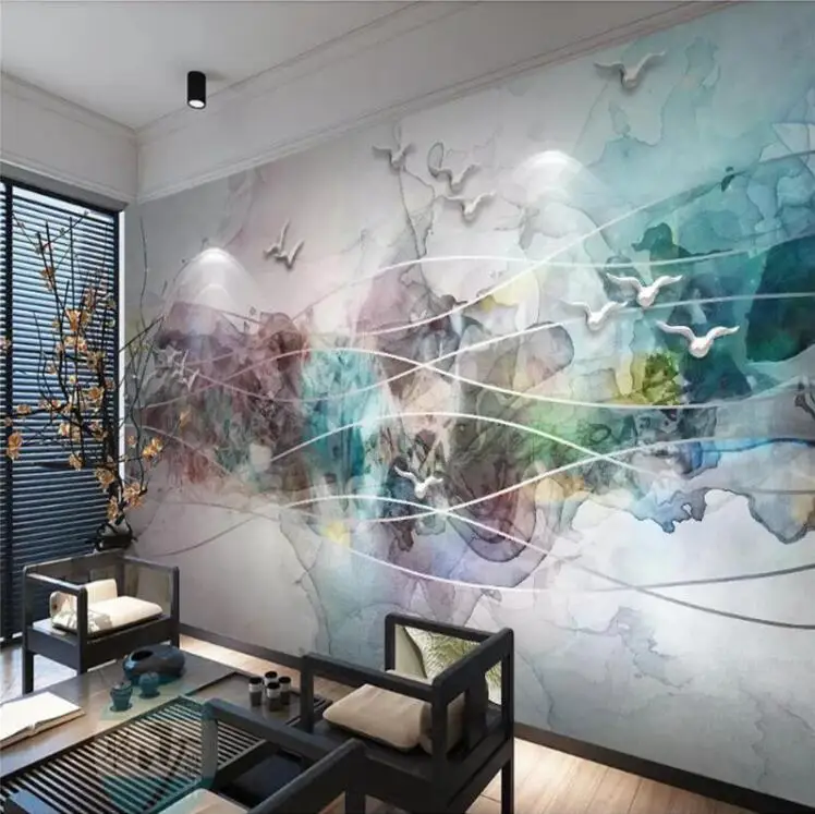 

Chinese Abstract Ink Smoke Wall Murals for TV Background Bedroom Wall Decor Painting 3D Art Wall Mural Custom Photo Wallpapers