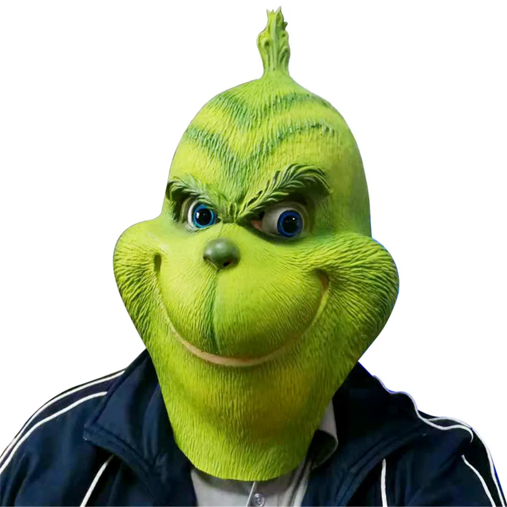 Новая распродажа маска Grinch для мужчин и женщин зеленая латексная искусственная
