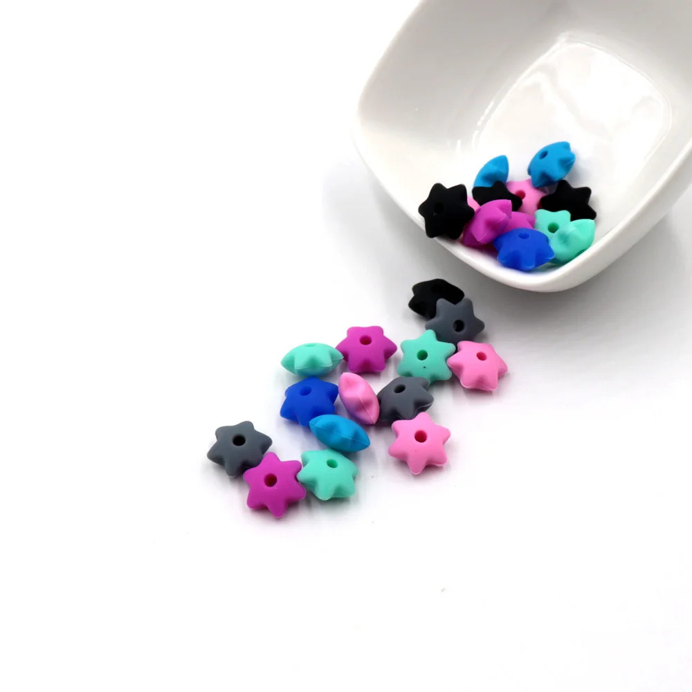 50 шт. силиконовые бусины в форме шестигранной звезды для изготовления ювелирных