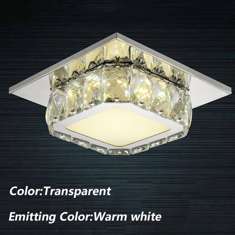 

12W Crystal Ceiling Lights Square LED Ceiling Light 5730 Led Lamps Porch Bathroom Kitchen Luminaria Office Home Bedroom Lamp