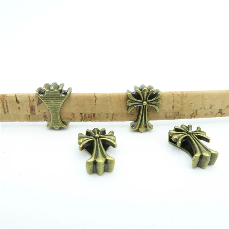 10 шт. для мм плоские кожаные античные латунные кресты слайдер находки