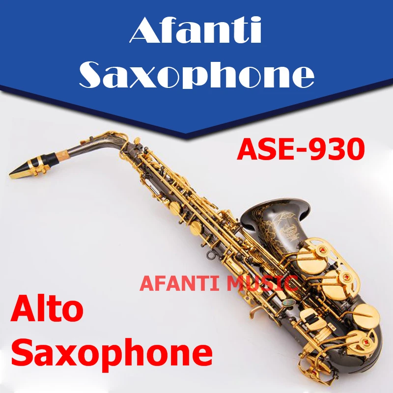 Afanti музыка Eb латунь корпус черный никель золото альт саксофон (ASE 930)|alto saxophone|nickel