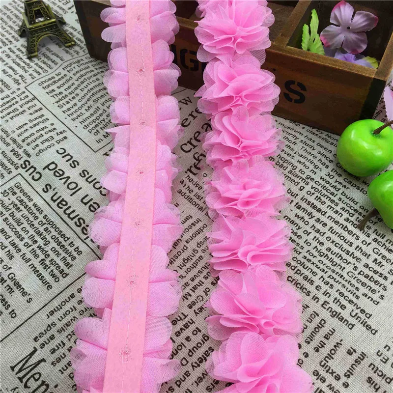 PF 1 ярд 5 см ширина кружевной лентой многоцветный 8 листья 26 цветы DIY украшение