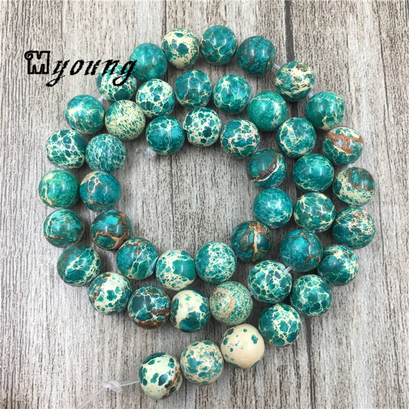 

Natural Stone Green Sea Sediment Imperial Jaspers Round Beads,Emperor Stone Loose Beads For Jewelry Making 5 Strands/lot MY0073