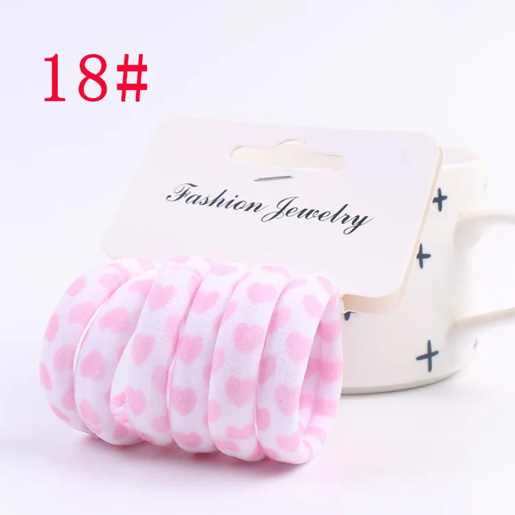 style 18 6 шт./комплект, милые эластичные резинки для волос для девочек, трикотажные резинки для волос, резинка для волос, резинки для волос - Цвет: style 18