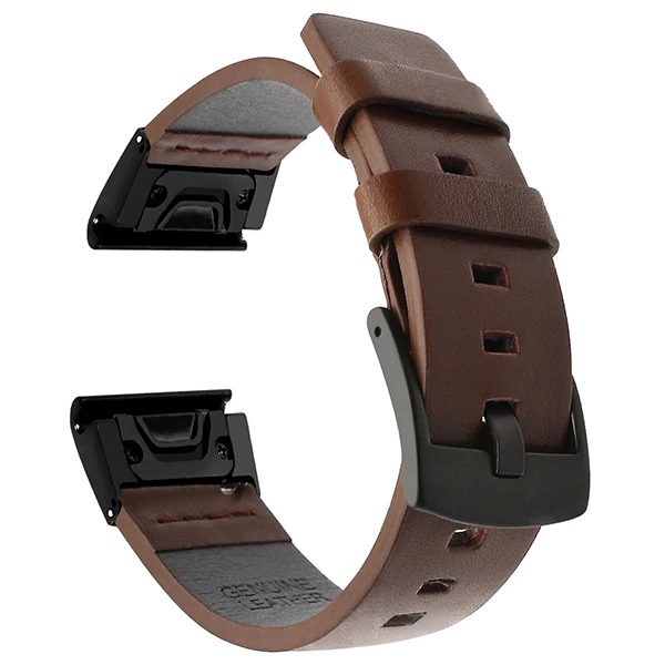 Ремешок для часов из натуральной кожи для Garmin Fenix 5X/5X Plus/5S/5/3/3HR/Forerunner 935/Approach S60 - Цвет ремешка: Brown