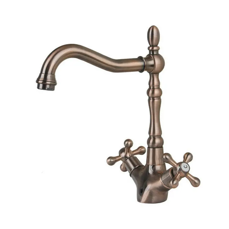 Antique Copper KEMAIDI античная латунь& хром& Матовый никель ванная раковина смеситель для раковины Ретро 2 ручки 1 отверстие кран на бортике - Цвет: Antique Copper