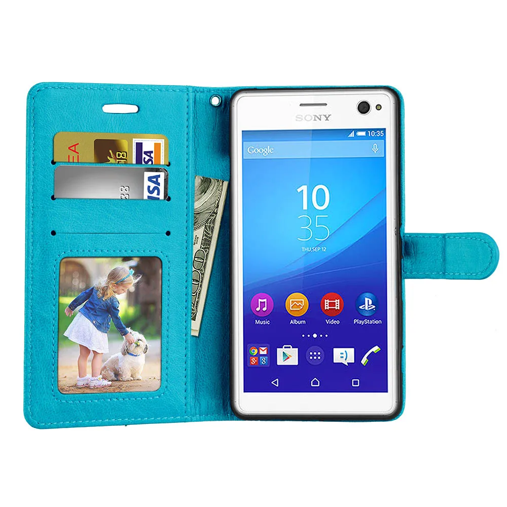 Для sony Xperia C4 Dual E5333 E5306 E5303 E5353 E5343 E5363 чехол для sony Xperia C4 кошелек Флип из искусственной кожи чехол для телефона s - Цвет: Blue