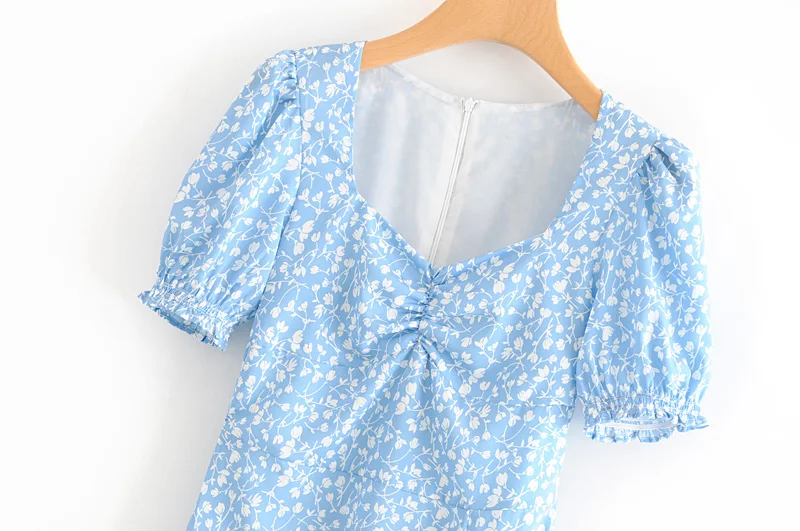 Летнее платье женское повседневное с коротким рукавом vestidos blue elbise ropa mujer цветочное винтажное вечернее платье Элегантная Корейская одежда