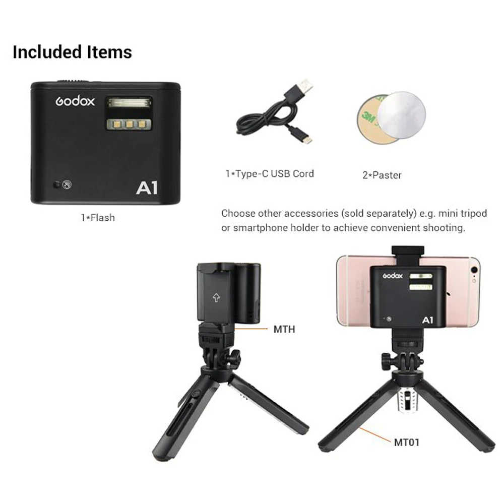 Godox A1 смартфон Вспышка Speedlite 2,4 г Беспроводной Системы триггер Управление при постоянном светодиодный светильник для iPhone 6S 7 plus