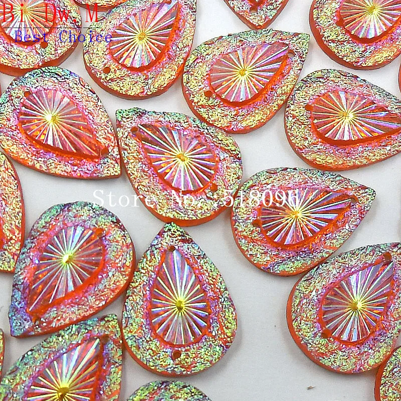 Полимерные камни россыпью Стразы оранжевого и розового цветов искусственные