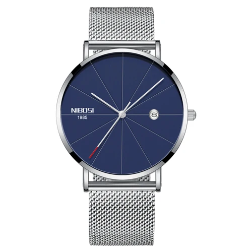 Silver Blue Milanese NIBOSI часы мужские унисекс Стиль часы Для мужчин и Для женщин смотреть Luxury известный Топ Брендовое платье модные часы Кварцевые наручные часы с Миланского группа часы женские - Цвет: Silver Blue Milanese