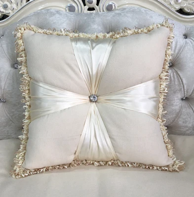 Красный NEW Europe linen square pillow cushion velvet add filling tassel handmade home car bed sofa living room dec wholesale FG1133 - Цвет: Красный
