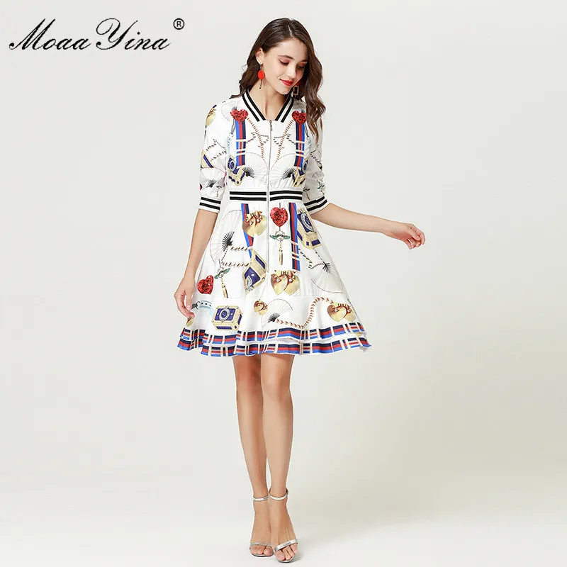 Женское платье мини MoaaYina в полоску с коротким рукавом и треугольным вырезом на