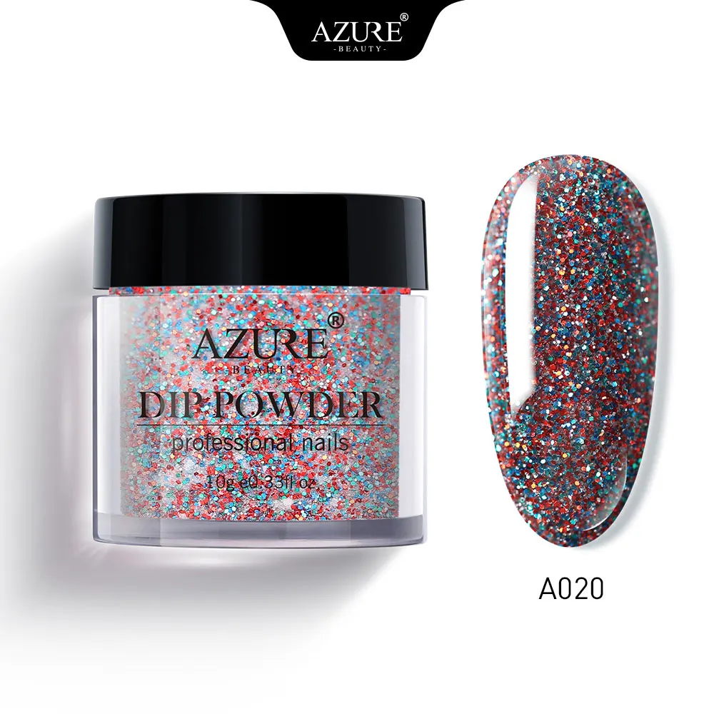 Azure beauty, градиентный цвет, погружающийся порошок для дизайна ногтей, блестящий Dip порошок, украшения, 23 Цвета, погружающийся порошок, базовый топ, активатор, гель - Цвет: A020