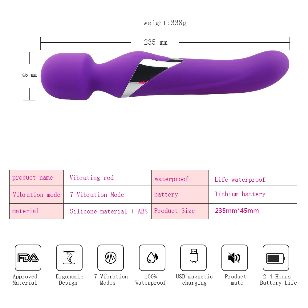Man nuo Dual Head Vibrator 360 Rotating Sex Toys for Women AV Wand Vagina Massager G-Spot Powerful Adult Product | Красота и здоровье