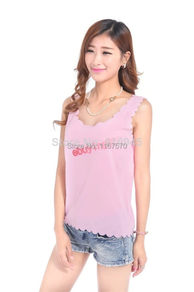 Free shipping New summer 2014 Women Vest Shirts fashion Chiffon tank Tops candy camis chiffon loose top Shirt 5pcs | Женская одежда