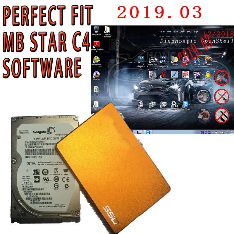 Высококачественное полное программное обеспечение для Mb Star C4/C5 SD Подключение с HDD/SDD 07/2019V X запись/DTS/Vediamo MB SD C4/C5 диагностическое программное обеспечение