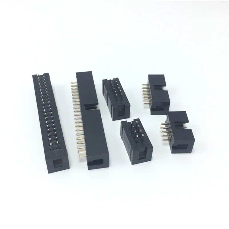 100PCS Pitch 2.54mm DC3 6/8/10/14/16/20/26/30/34/40/50 Pin 2x3/4/5/7/13Pin Straight Male Shrouded PCB IDC Socket Box Header JTAG