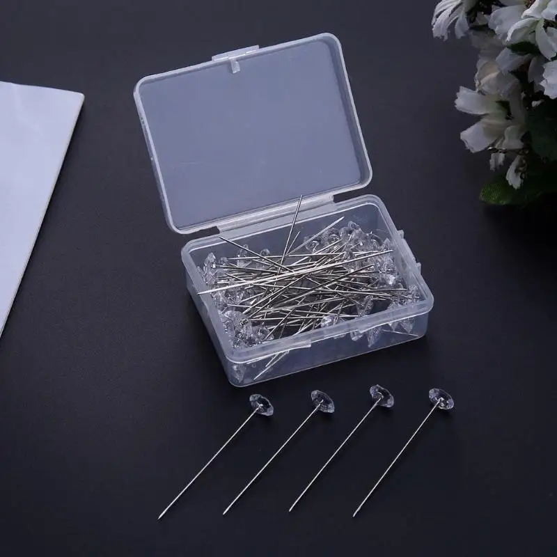 50 шт./компл. 8x53 мм страз штифты DIY Швейные штифты для шитья фиксация иглы Свадебный корсаж украшения шпильки