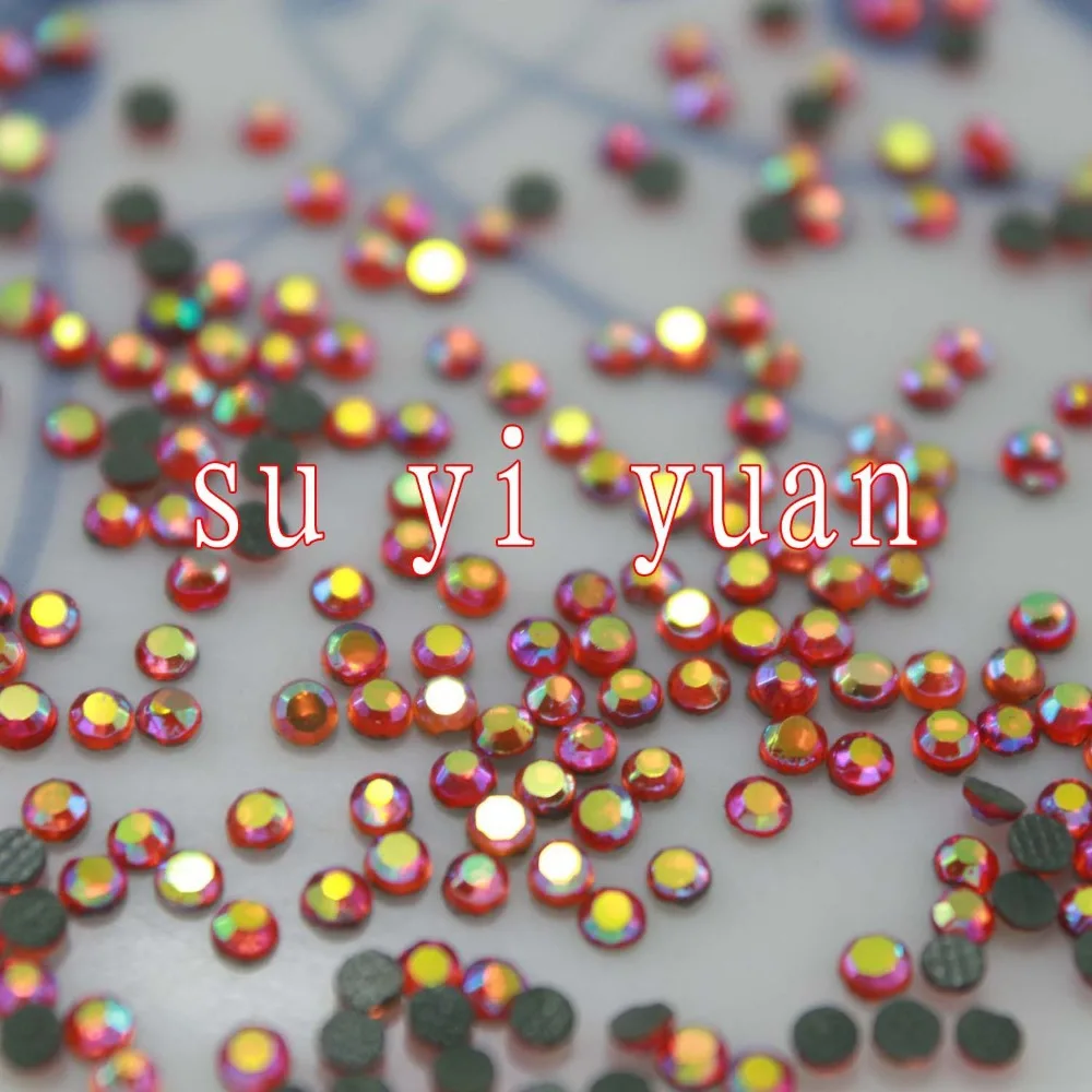 5000 шт./лот SS6 2 мм AB красный горный хрусталь горячего сверления с плоской спинкой DIY
