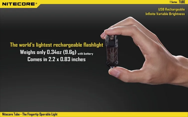 NITECORE трубчатый портативный светильник Micro-USB Перезаряжаемый EDC Карманный флэш-светильник водонепроницаемый мини-размер светильник вес 10 красочных ключей лампа