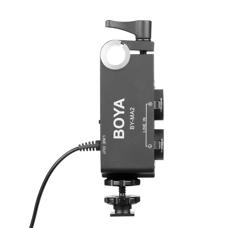 BOYA BY-MA2 двухканальный XLR аудио Миксер с 6,35 мм вход и 3,5 мм разъем для беспроводной микрофонные системы и DSLRs и видеокамеры