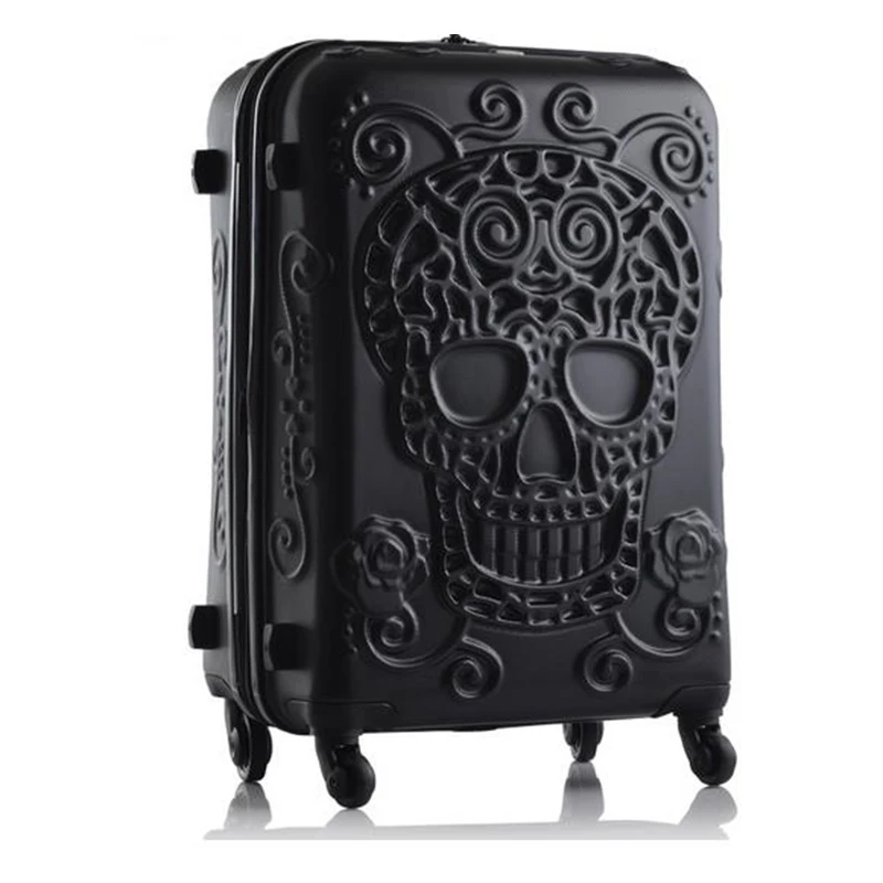 

2022 LeTrend Creative 3D Skull Rolling Luggage Spinner 28inch Suitcase Wheels 20 inch Black Carry on Trolley High capacity