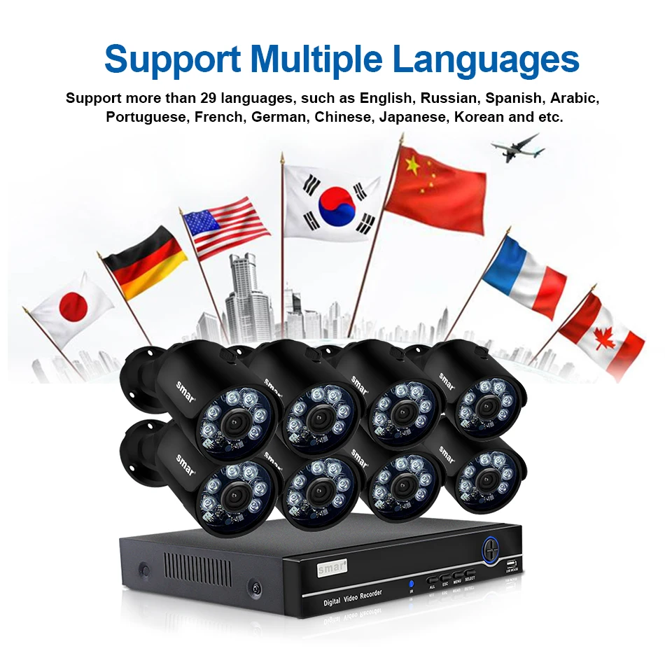 8CH HDMI POE NVR комплект CCTV система безопасности 4MP ИК наружная видео запись ip-камера P2P комплект видеонаблюдения 2 ТБ HDD SM