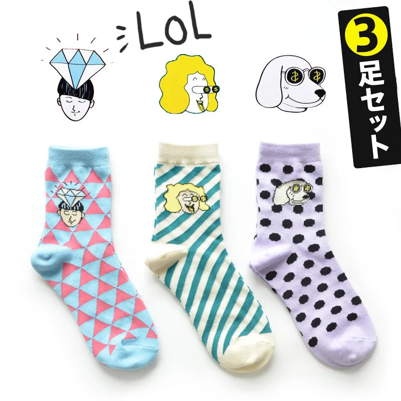 

Новинка; женские хлопковые носки с рисунком в южнокорейском стиле; Qiu Dong; носки для девочек; Calcetines