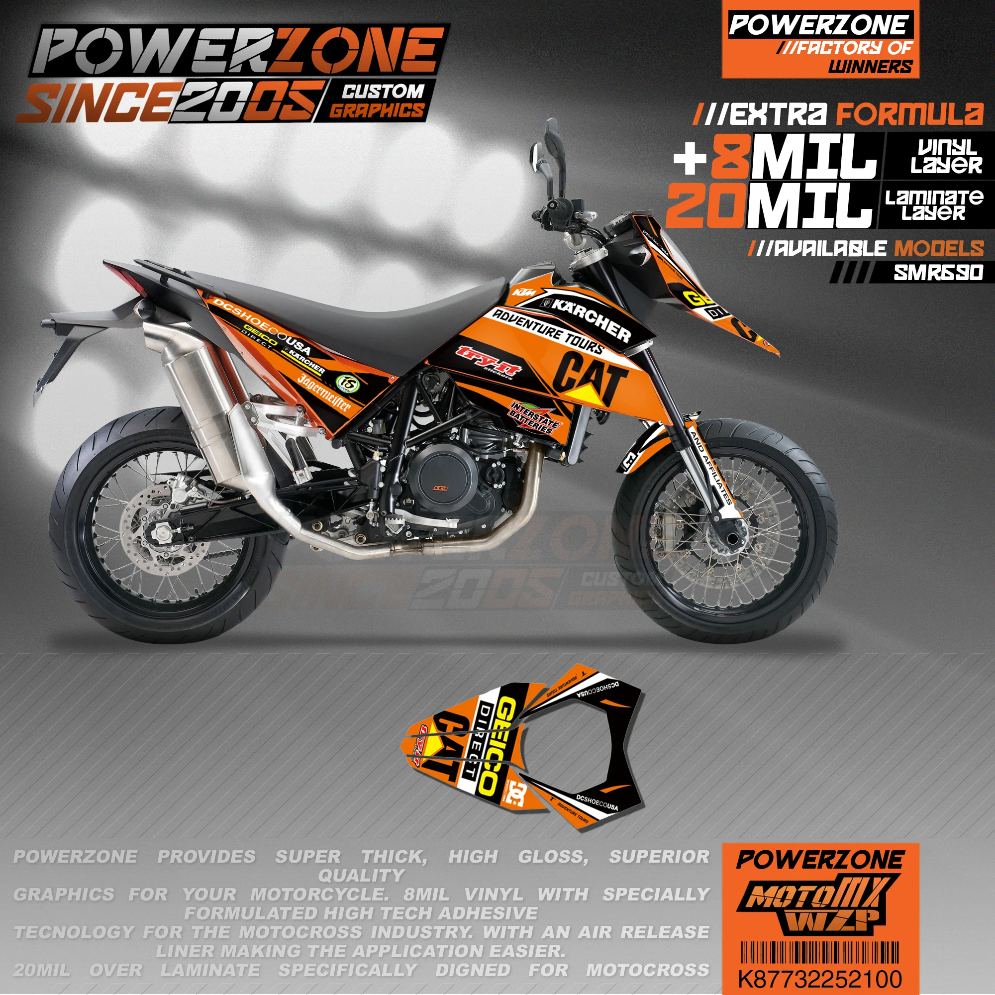 PowerZone на заказ футбольной команды Графика Фоны наклейки 3m Набор наклеек для KTM SM