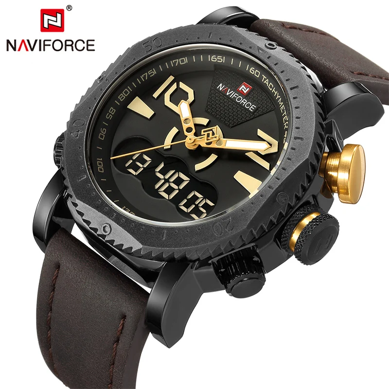 Часы NAVIFORCE мужские повседневные спортивные светодиодные аналоговые армейские