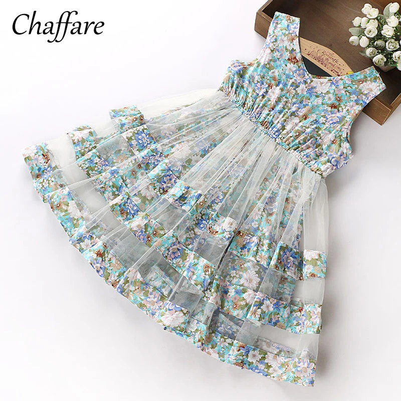 Chaffare Платье с цветочным рисунком для девочек платья принцессы из тюля дети