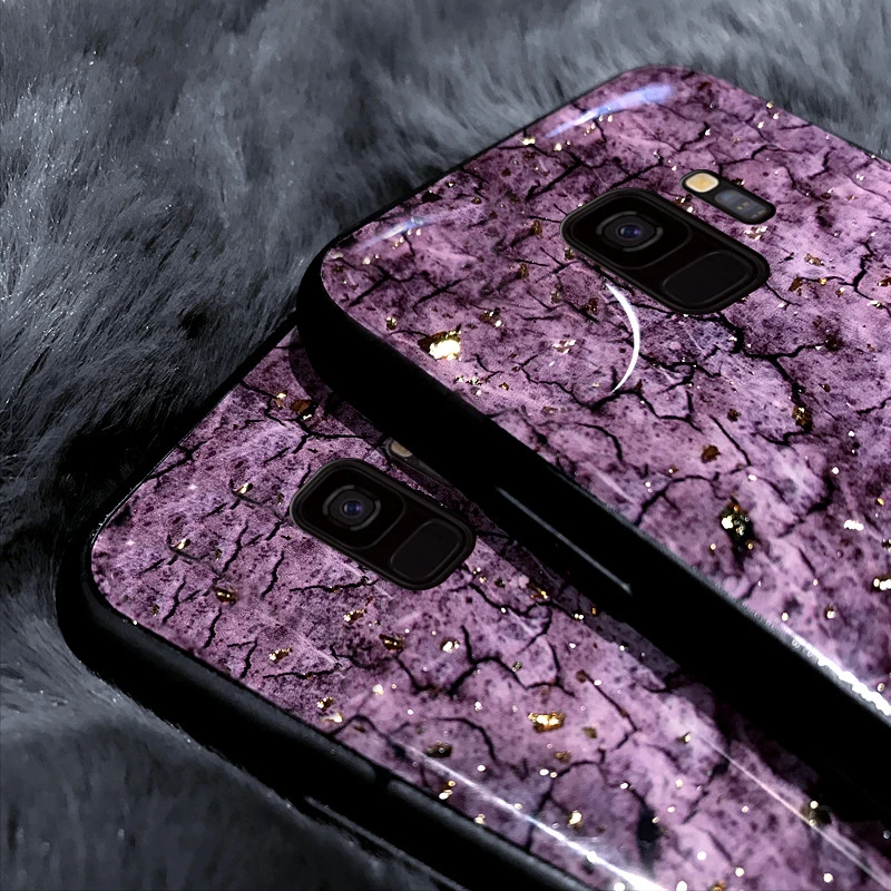 Блестящий чехол из золотой фольги для Samsung S9 S8 Plus мягкий ТПУ телефона Galaxy Note 8 9 S9plus