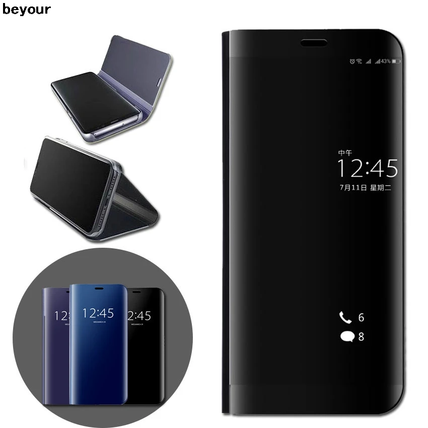 Флип чехол для телефона Huawei Mate 8 9 10 lite Pro P20 P10 P9 P8 2017 Plus Honor V10 Nova 2i P Smart Clear Mirror