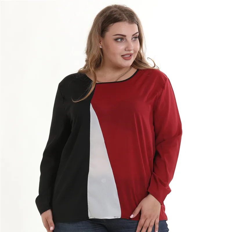 Уличная 5xl 6xl Шифоновая Блузка корейский стиль для женщин с длинным рукавом