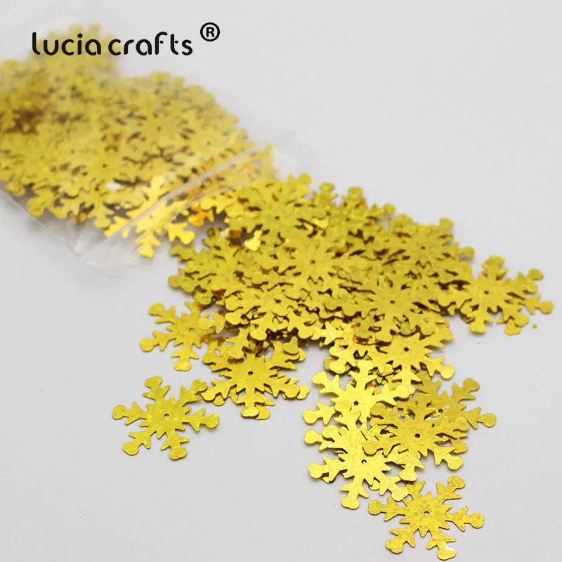 Продажа Lucia crafts 10 г 20 мм Золотая Снежинка Радужная чашка блестящий зажим для