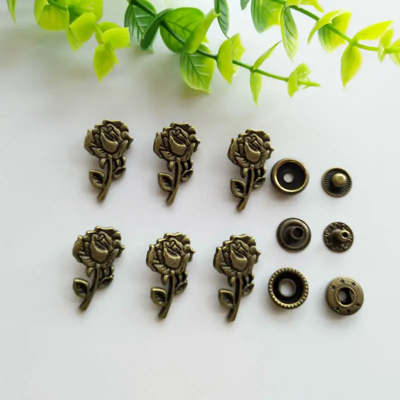 6 комплектов розовый цинковый сплав защелкивающаяся застежка пресс-шпилька