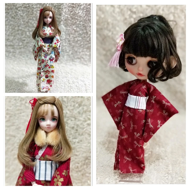 1 комплект = 2 шт. Новая Одежда для кукол модное японское кимоно с поясом для blyth licca ob24 1/6 аксессуары для кукол Одежда для кукол
