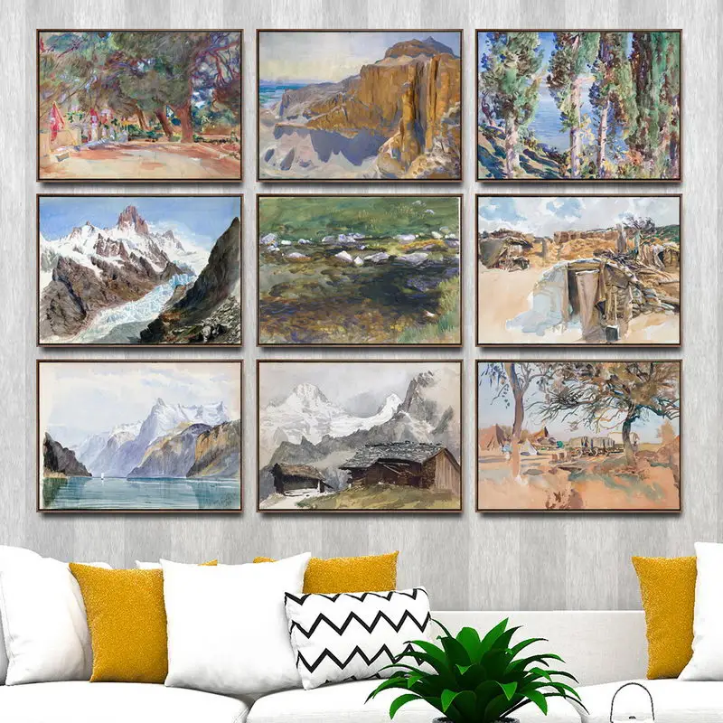 Home Decoration Art Wall Pictures Fro Living Room Poster Print Canvas Paintings American John Singer Sargent Landscape 4 | Дом и сад