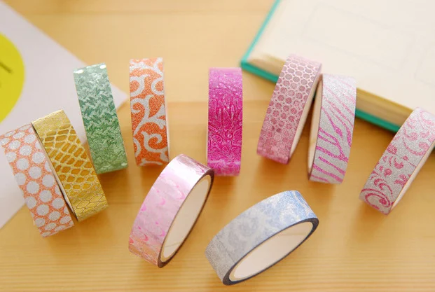 10 шт. декоративная Васи-лента с золотыми блестками | Канцтовары для офиса и дома